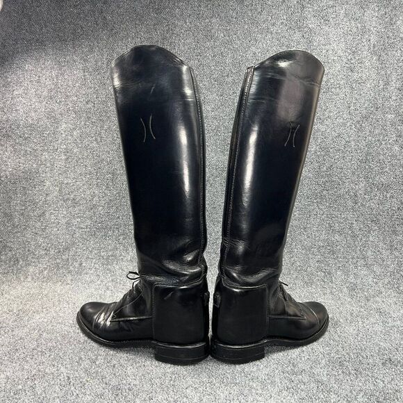 The Effingham Bond Boot Co Women's 8 Black Leather Tall Riding Lace Knee Boots - Picture 9 of 16